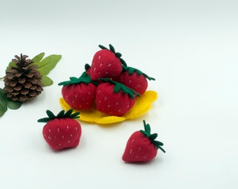 Felt food strawberry, Play food, Pretend food for play kitchen , Felt fruit