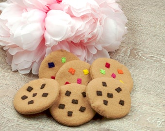 Felt food, Play food, Pretend food for play, Chocolate chip cookie, ---1 PCS