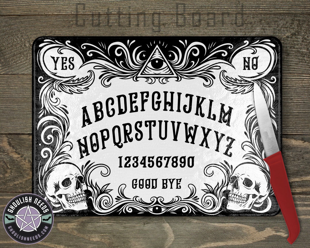Ouija Glass Cutting Board Occult Classic Witchy Design. Slip and