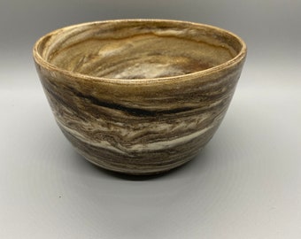 Brown and White Marbled Ceramic Planter with Drainage Hole