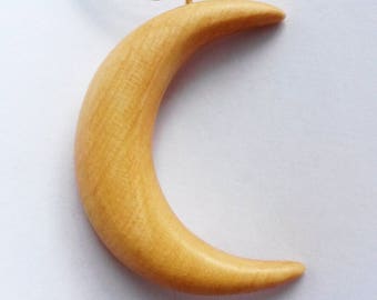 Wooden moon pendant hornbeam tree-organic oil finish