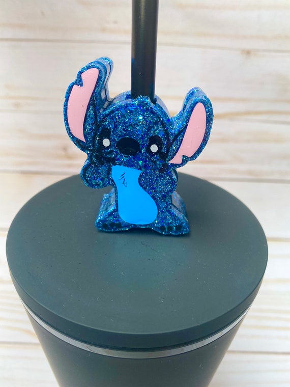 Stitch Straw Topper, Lilo and Stitch Straw Topper, blue alien straw topper,  tumbler topper, Topper, Tumbler accessory, Glitter