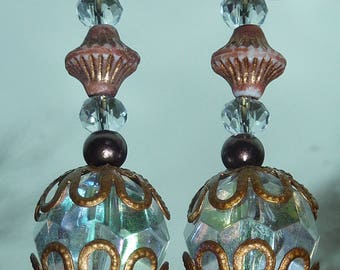 "transparent" iridescent copper earrings