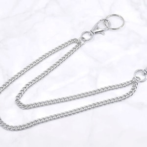 Pants chain key chain 2 rows stainless steel armored chain 7,5 mm biker hip hop punk