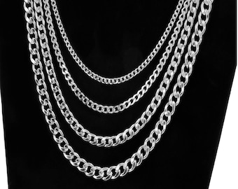 Edelstahl Halskette Panzerkette 3, 4, 5 oder 7 mm Silber Edelstahlkette  Längen 40 - 60 cm