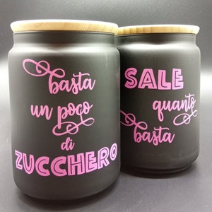 Etichette adesive barattoli zucchero sale. Etichette organizzazione. SOLO Scritte barattoli. Adesivi personalizzati vasetti cucina dispensa