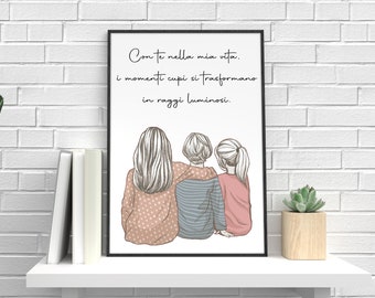 Idea regalo. fratelli Stampa personalizzata. Mamma regalo papà. Idea famiglia ritratto Stampa frase personalizzata. sorella regalo fratello