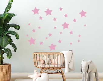 36 adesivi a forma di stella da applicare sul muro, armadio, specchio, mobili. Idea decorazione cameretta bambini. decorazione murale