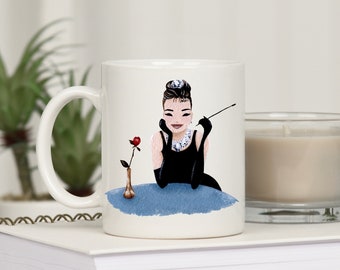 Audrey Hepburn mug. Mother's day gift idea. coffee mug. Friend birthday gift tiffany, birthday gift, christmas gift, breakfast at tiffany