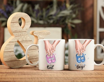 Mug "it's a girl" "it's a boy". Gender reveal mug Gift idea. Customizable coffee mug. Original baby shower friend gift idea