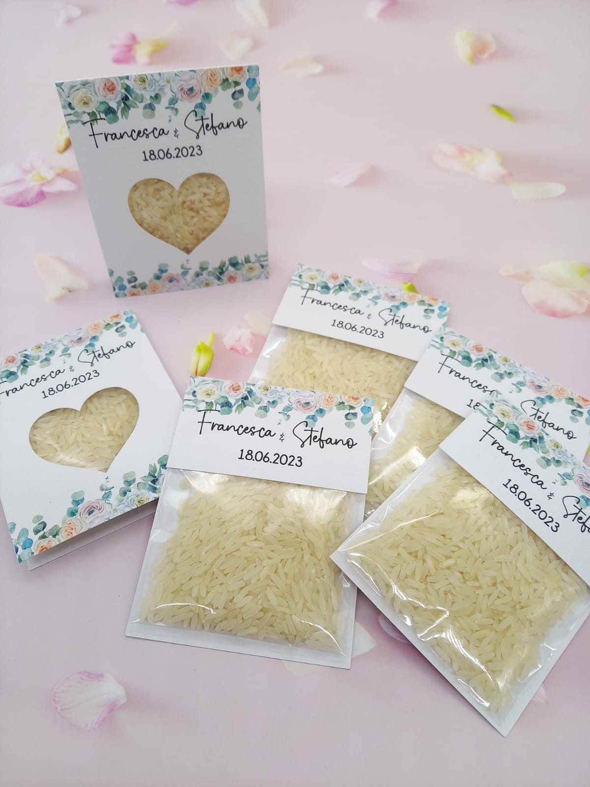 Soluzione per il riso? 🍚🍚🍚🍚 Sacchetti personalizzati con Le vostre  inizi…