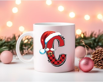 Name initial christmas mug. Christmas friend gift idea. Coffee mug monogram. Christmas sister gift, family original idea nordic style hygge