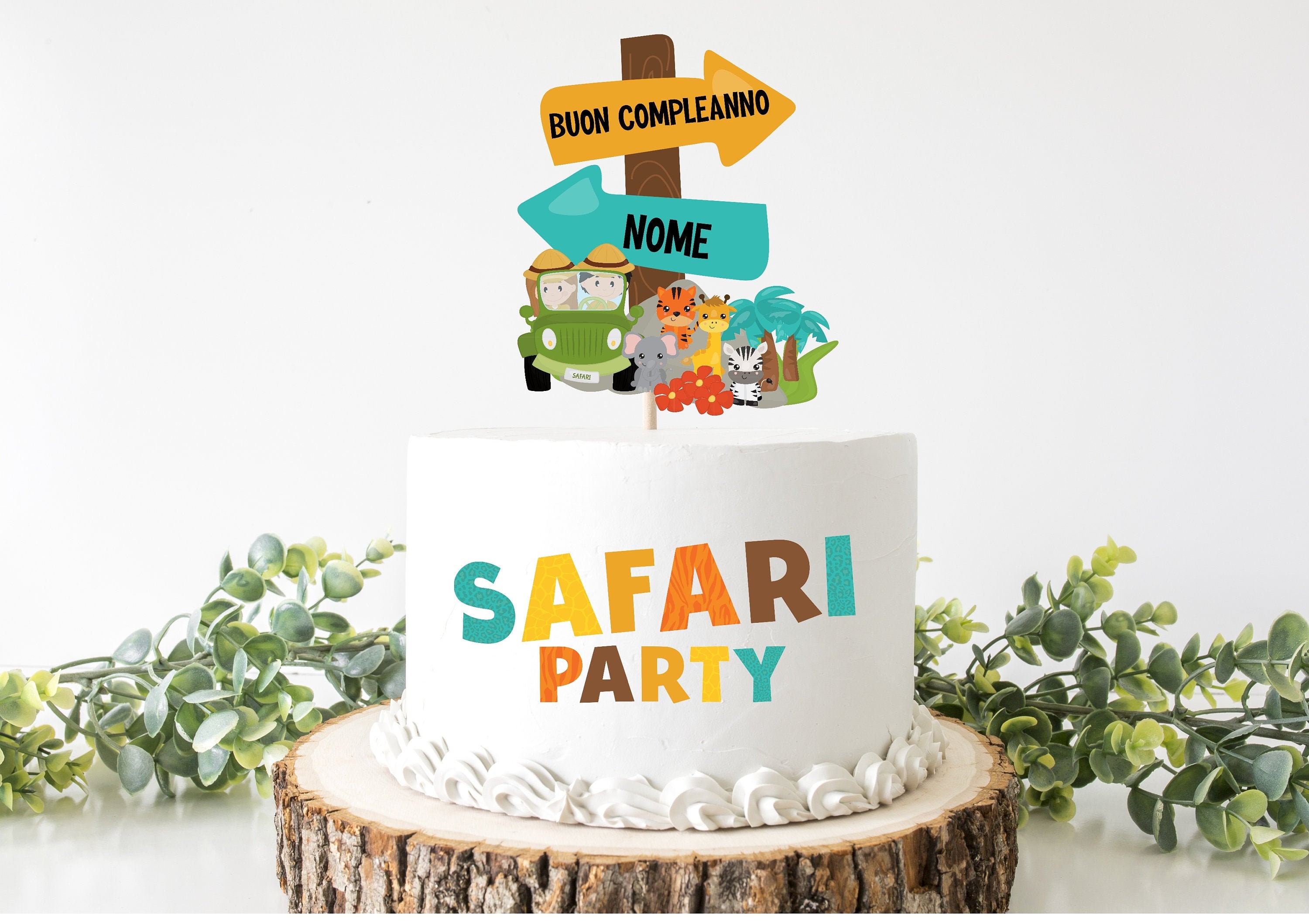 Buy Safari Cake Topper, Personalized, 1 Year Birthday. Jungle