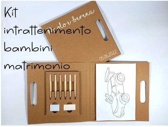 Wedding bag bambini Kit intrattenimento bambini matrimonio, feste, compleanni. Kit disegno, animazione baby matrimonio, tavolo bambini nozze