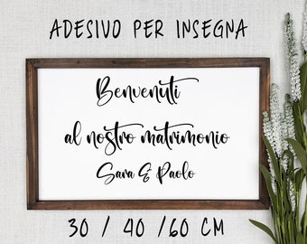 Adesivi per insegna benvenuto matrimonio, insegna battesimo, decalcomania personalizzata, ricevimento decorazione matrimonio