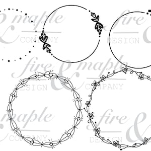 Five circle border PNG files for Cricut projects