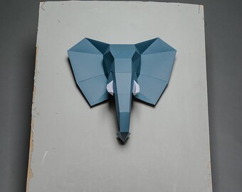 Trofeum ze słonia z papieru: dekoracja ścienna 3D Low Poly (wzór PDF)