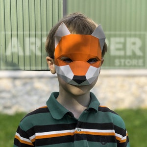 Papercraft FOX maschera Animale 3D Low Poly Maschera di carta Fai da te cosplay travestimento per festa modello pepakura modello di carta Animale Maschera completa