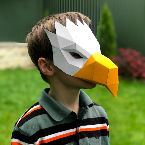 Papercraft EAGLE bird mask Animal 3D Low Poly Paper Mask DIY cosplay masquerade for party pepakura pattern template paper Animal Full Mask