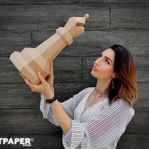 Papercraft chess bishop template paper chess 3D Low Poly Paper Sculpture DIY gift for home pepakura pattern template paper Chess Pieces DIY