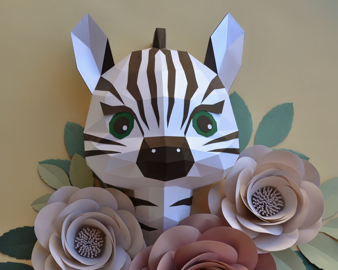 Zebra Papercraft Template PDF SVG DXF Files Cute Zebra 3d Etsy