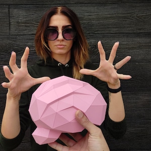 Papercraft Human Brain Sculpture: Low Poly DIY Template (PDF)