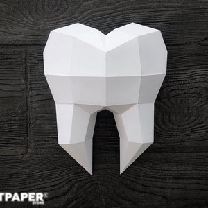 Papercraft Dente umano San Valentino Scultura in carta 3D Low Poly Regalo fai da te Trofeo da parete per trofeo di carta modello pepakura per la casa