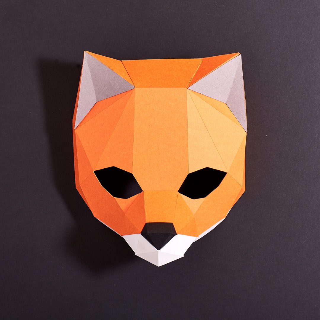 Half Mask Fox Template - Paper Mask, Papercraft Mask, Masks, 3d Mask ...