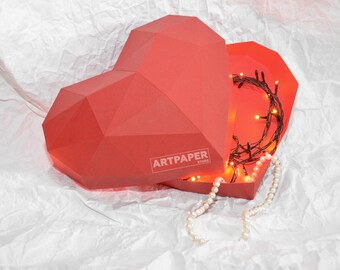 3D Papercraft Heart Box: Low Poly DIY Sculpture (PDF Pattern) - Etsy UK
