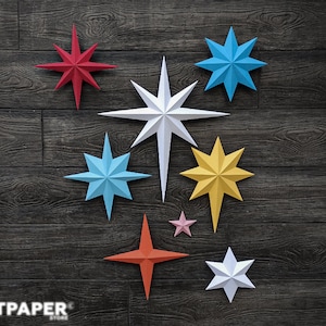Papercraft Stars, Christmas Stars, Low Poly Stars, Papercraft Stars, PDF Template, Papercraft diy, Cut Stars, Trophy Stars, Svg DXF Stars