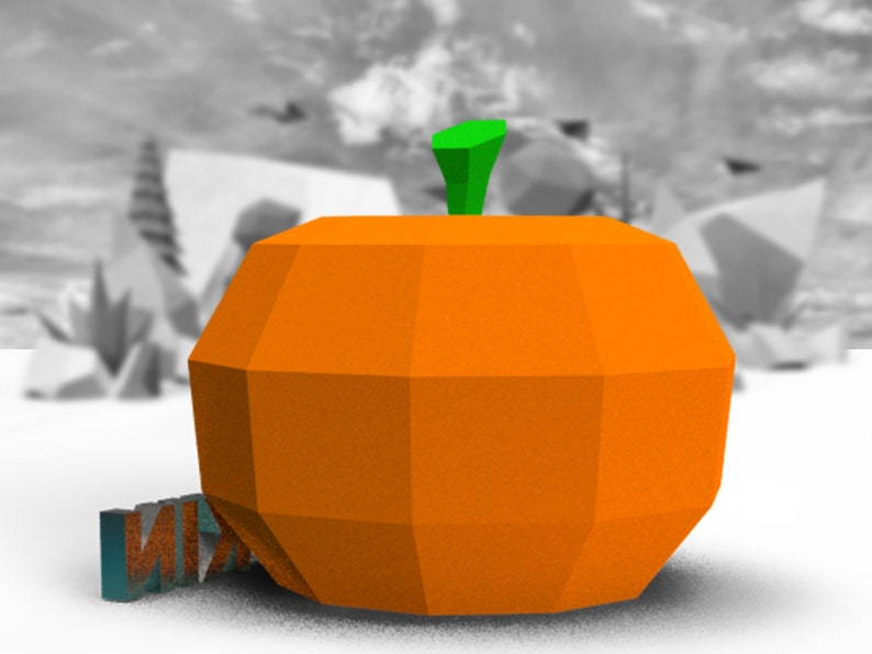 Paper Sculpture Pumpkin Halloween DIY Decor Home Low Poly Pumpkin Art Paper Low Poly DIY