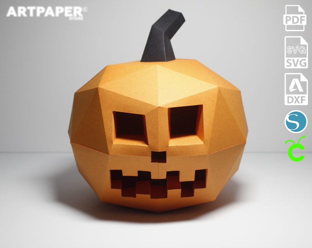 Pumpkin 3D Papercraft PDF Template DIY Low Poly Halloween Decor or ...