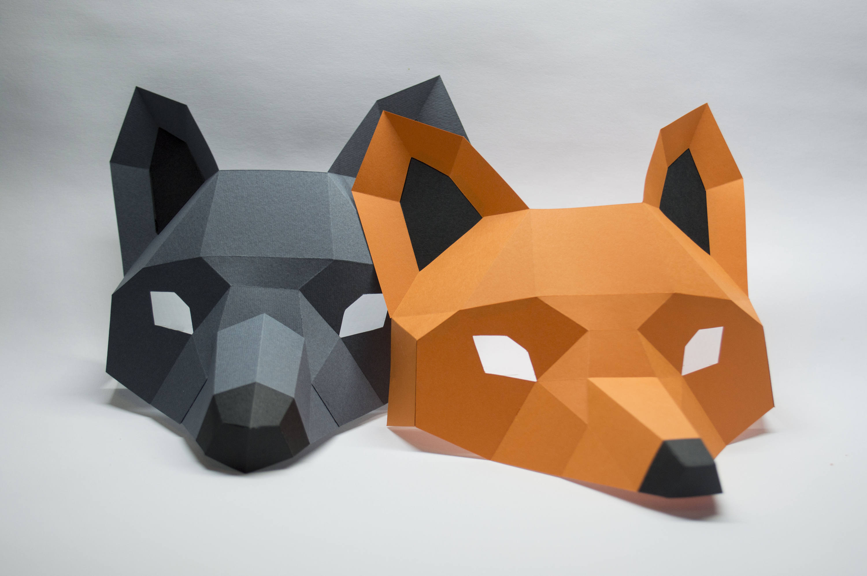 Papercraft Wolf Half Mask Animal 3D Low Poly Paper Sculpture Etsy
