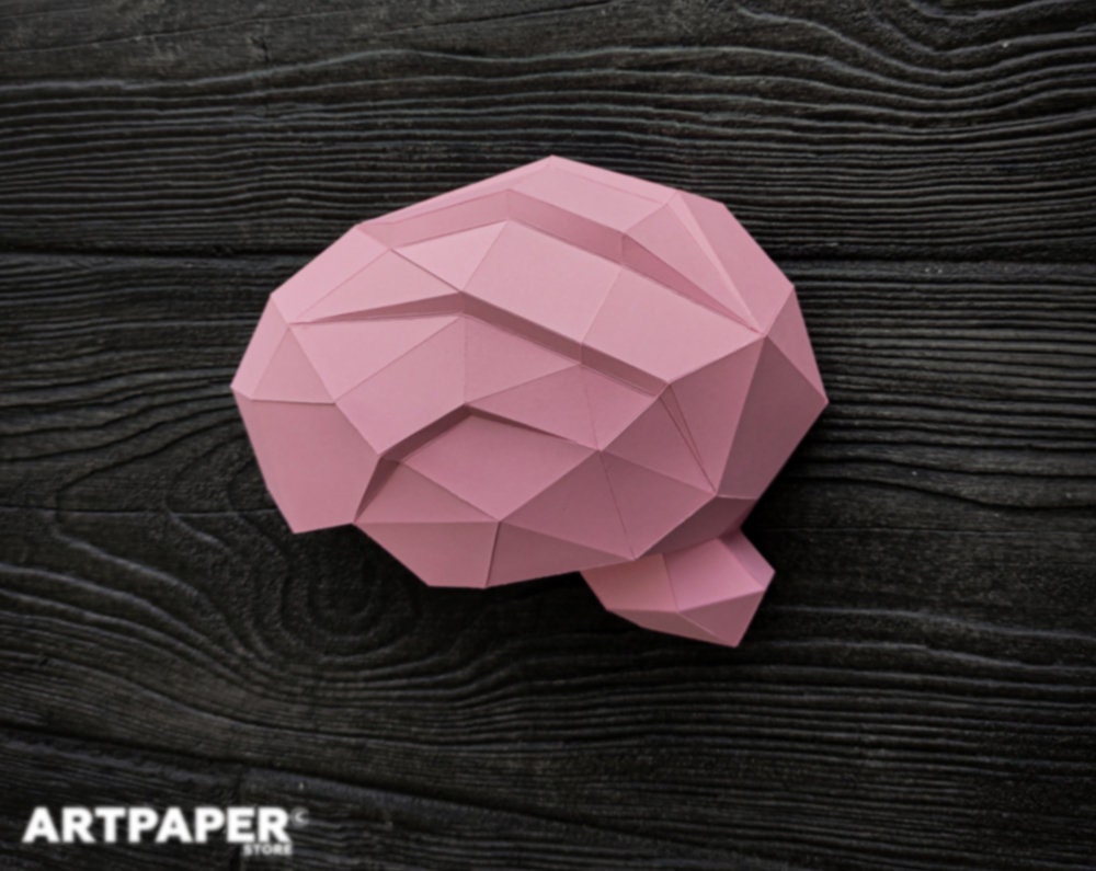 Papercraft Human Brain Trophy: 3D Low Poly Paper Sculpture (PDF Pattern ...