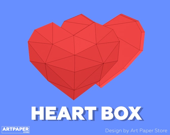 Heart Box Valentines Day Box Origami 3d Papercraft Diy Pdf Download Papercraft Sculpture Low Poly Paper Sculpture