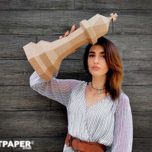 Papercraft chess king template paper chess 3D Low Poly Paper Sculpture DIY gift for home pepakura pattern template paper Chess Pieces DIY
