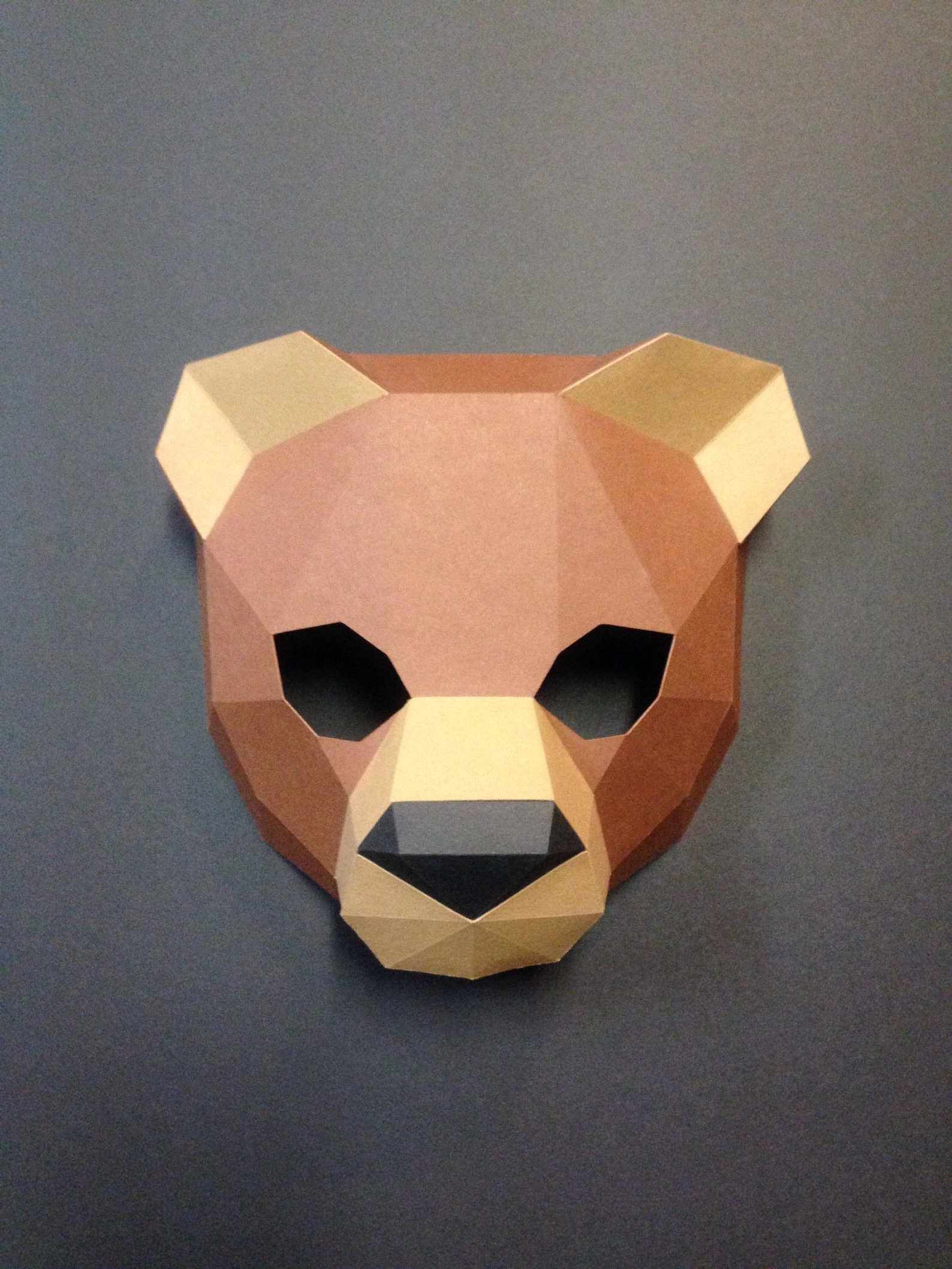 Papercraft Bear Half Mask Animal 3D Low Poly Paper Sculpture Etsy