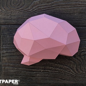 Papercraft Human Brain Template – 3D Low Poly Printable Pdf Svg Dxf – DIY Anatomical Paper Model for Wall Decor