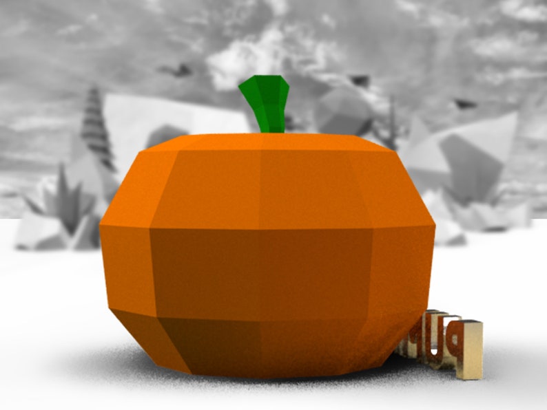 Paper Sculpture Pumpkin Halloween DIY Decor Home Low Poly Pumpkin Art Paper Low Poly DIY