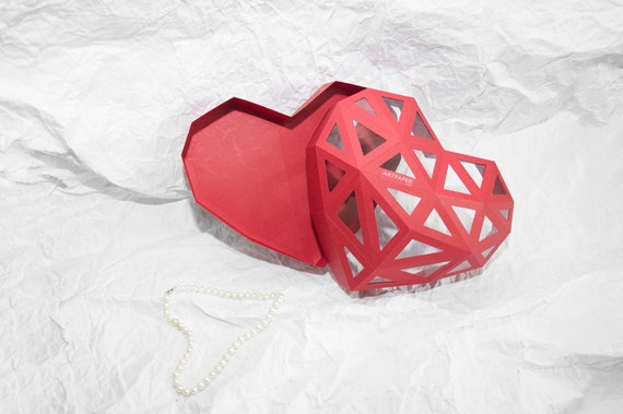 Herz Box 3 In 1 Valentinstag Box Origami 3d Papercraft Diy Pdf Download Papercraft Skulptur Low Poly Papier Skulptur