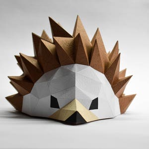 Papercraft Riccio Animale 3D Low Poly Scultura di carta Regalo fai da te Trofeo da parete per la casa pepakura modello modello carta Figura animale