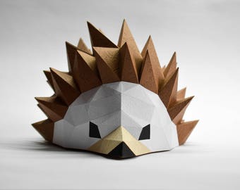 Papercraft Hedgehog Sculpture: 3D Low Poly DIY (PDF Pattern)