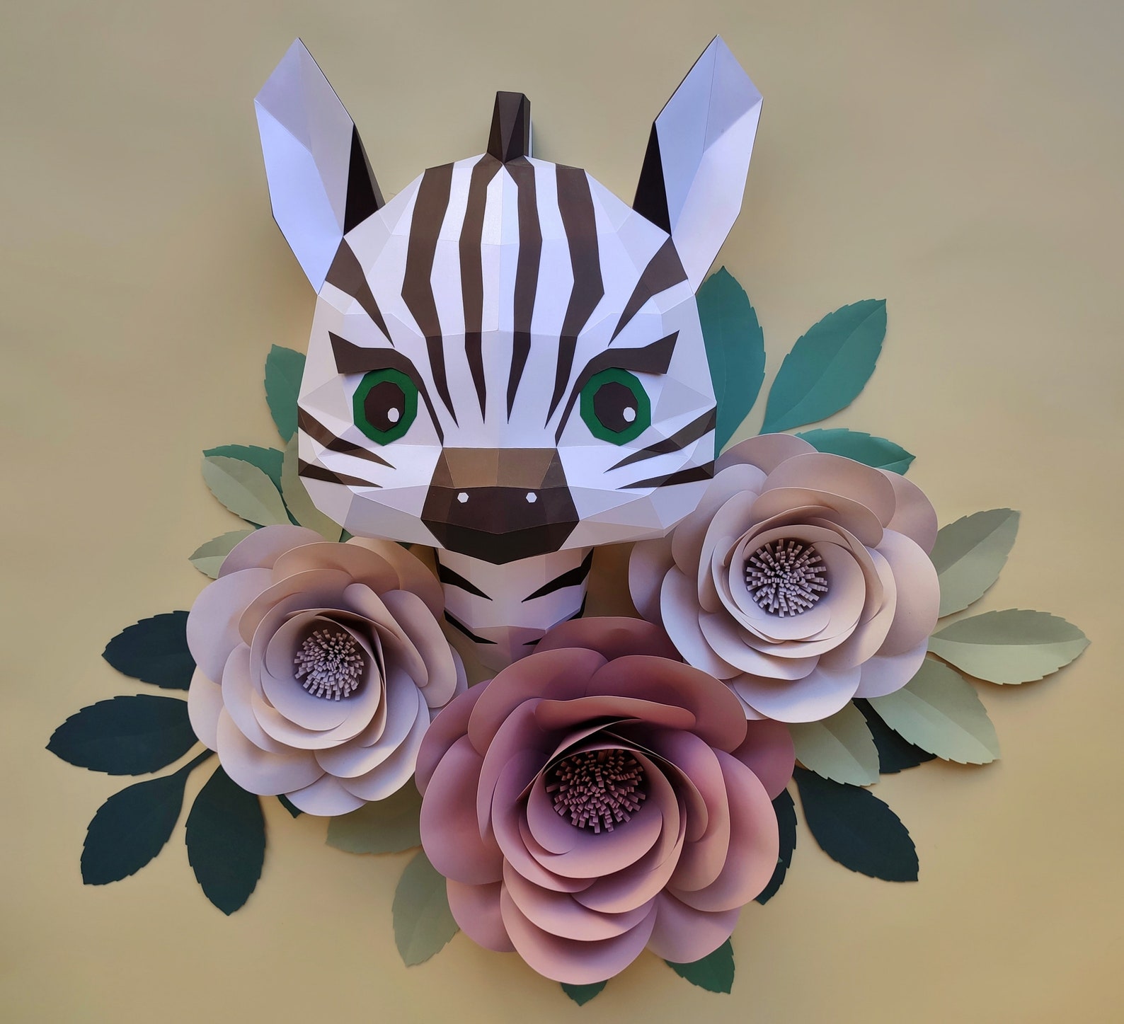 Zebra Papercraft Template PDF SVG DXF Files Cute Zebra 3d Etsy