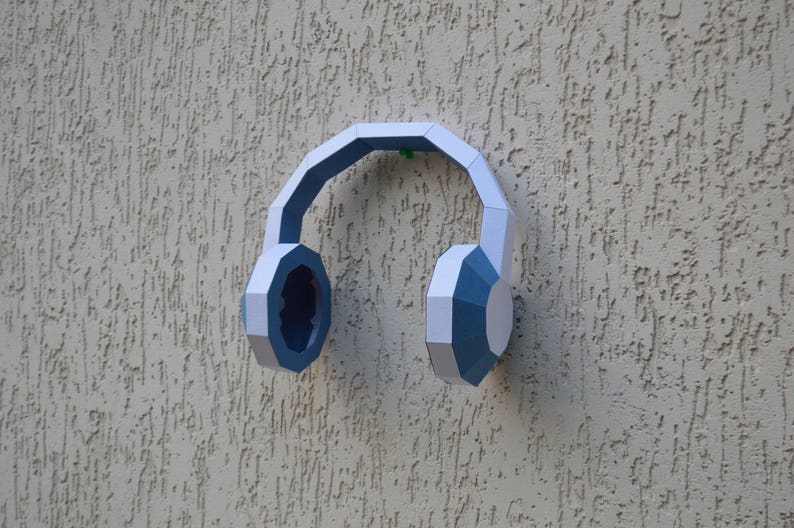 Papercraft Headphones Gadget 3D Low Poly Paper Sculpture DIY Etsy
