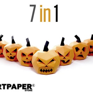 Lowpoly Halloween Pumpkin Set: Papercraft Decor (PDF Pattern)