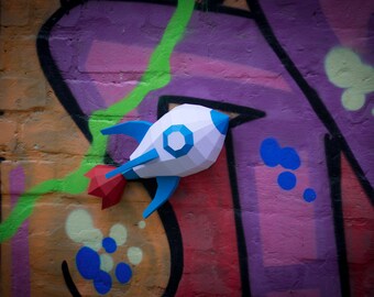 Papercraft Rocket: 3D Low Poly Paper Sculpture DIY (PDF Pattern)