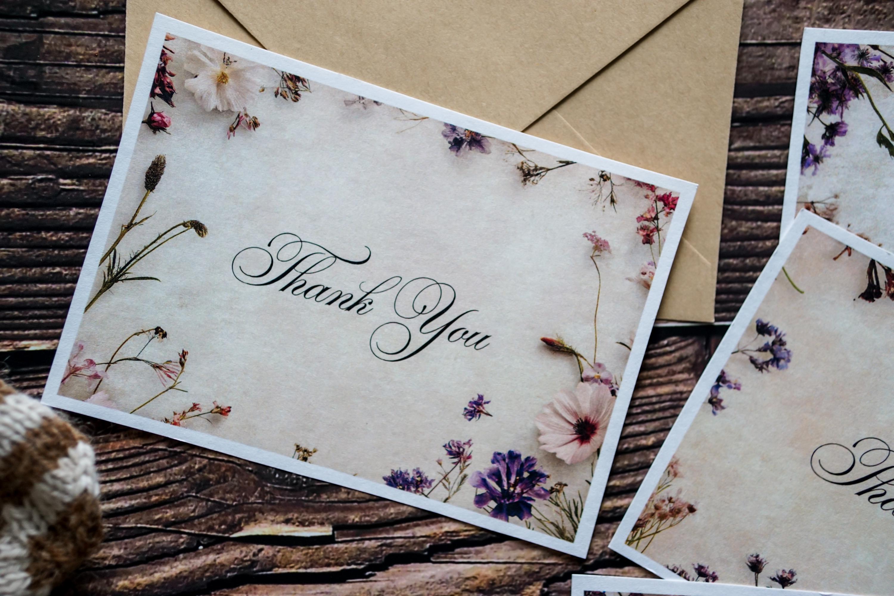 Vintage Floral Thank You Greeting Card – Instant Digital Download, 4 ...