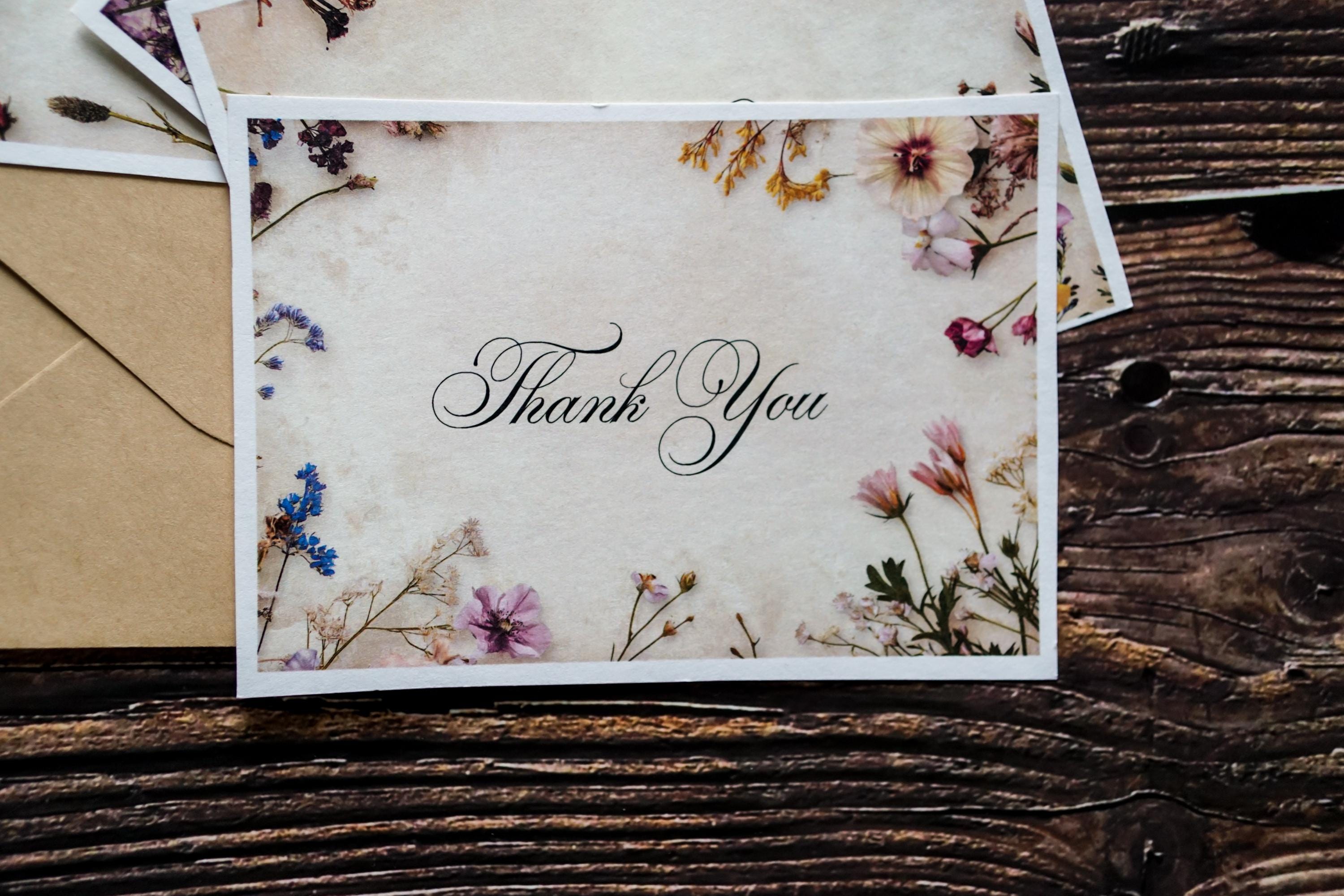 Vintage Floral Thank You Greeting Card – Instant Digital Download, 4 ...