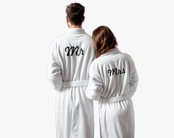 Mr. and Mrs. Bathrobes: Luxurious Matching Robes for Couples | 100% Turkish Cotton Terry | Customizable | Christmas Gifting Idea