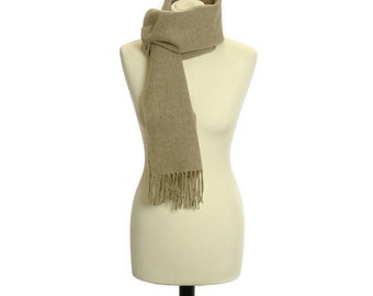 The Cotton® Sandy Brown Lambswool Fringe Scarf